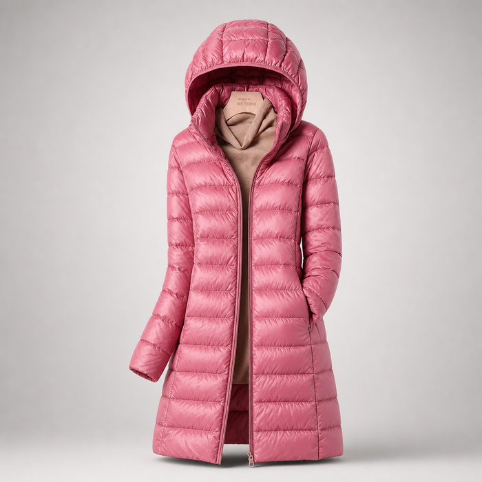 EMMA Kaisla longline hooded padded coat in pink