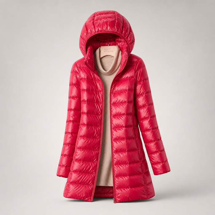 EMMA Kaisla longline hooded padded coat in fuchsia