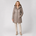 EMMA Kaisla longline hooded padded coat, worn by a model