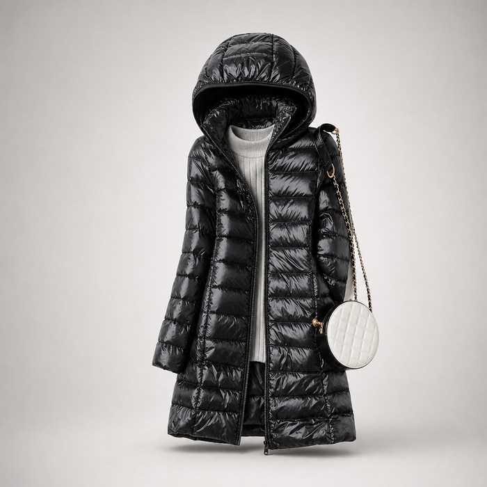 EMMA Kaisla longline hooded padded coat in black