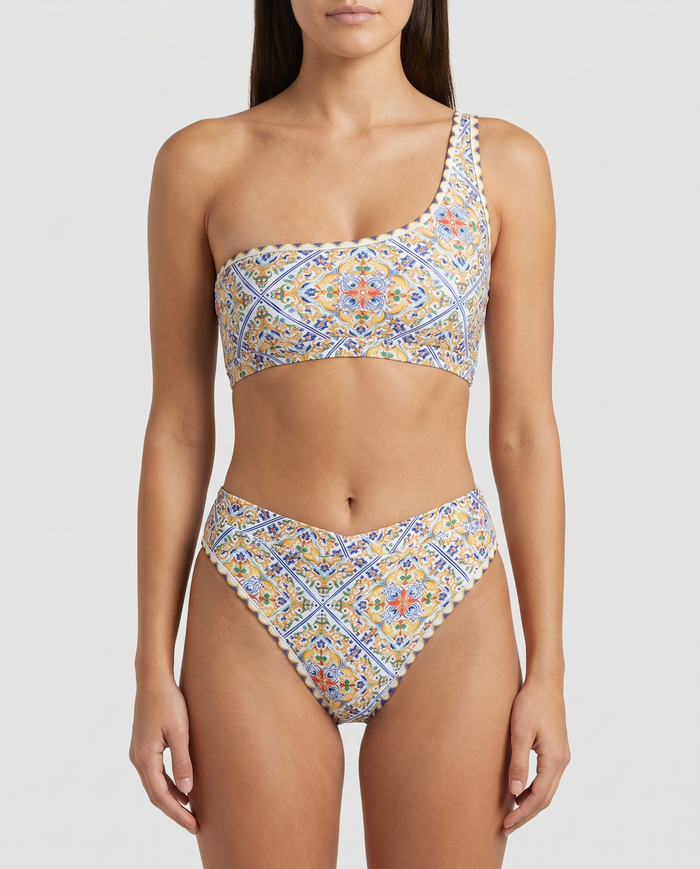 Kalliope | One-shoulder Bikini Set with Printed