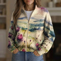 Kanerva - Thistle & Landscape Zip Cardigan
