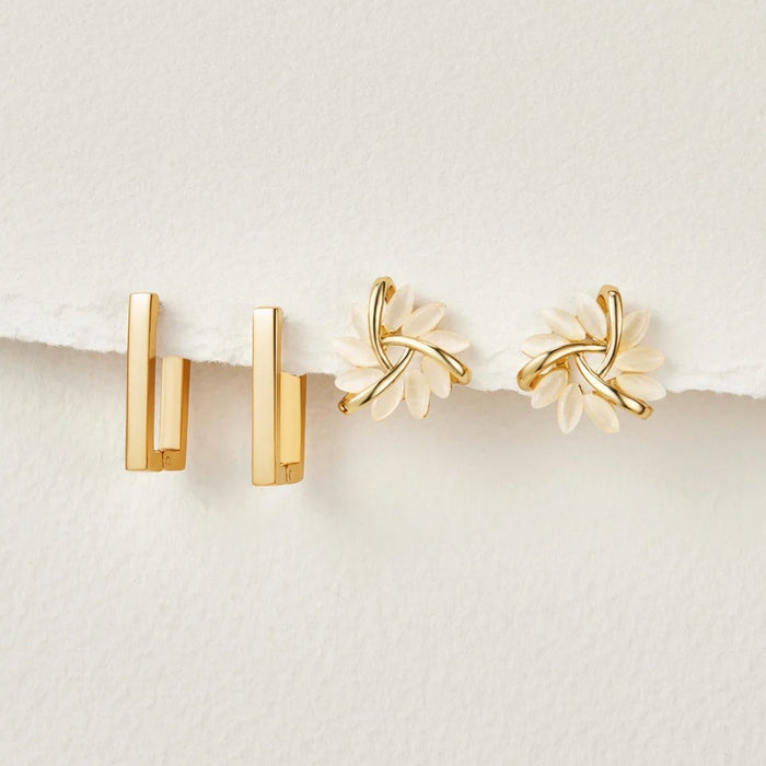 Karolína | Gold-Plated Earrings with Geometric Mix