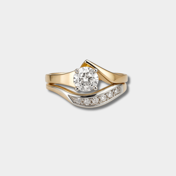 Karolína | Gold-Plated Vintage Irregular Silver Ring with Zirconia