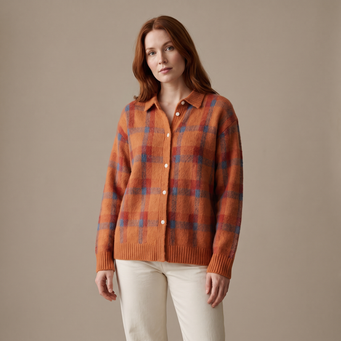 Katerina retro artisanal wool jumper on model