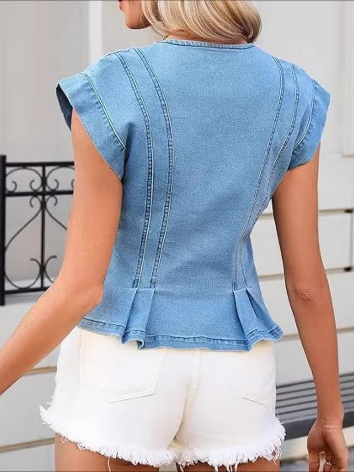 Katri - V-Neck Denim Top