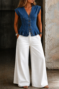 Katri - V-Neck Denim Top