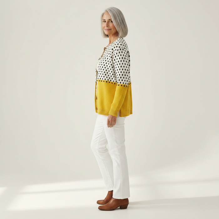 Kerttu - Polka Dot Colour-Block Cardigan