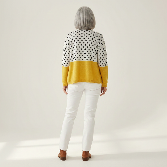 Kerttu - Polka Dot Colour-Block Cardigan