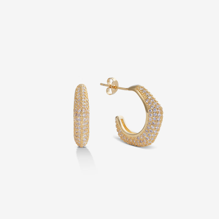 Kerttu | Gold-Plated Geometric Pavé Earrings