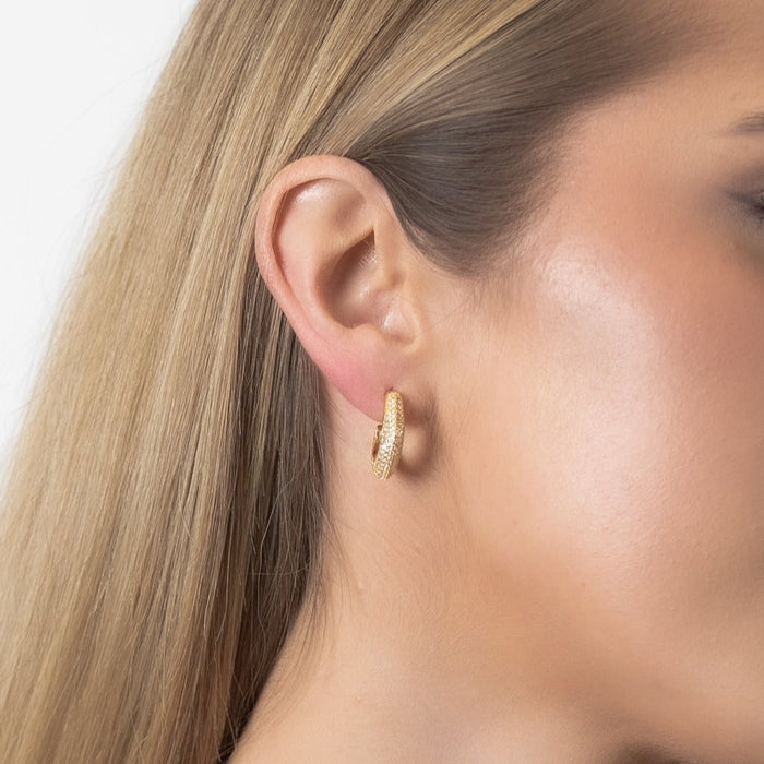 Kerttu | Gold-Plated Geometric Pavé Earrings