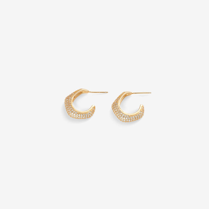 Kerttu | Gold-Plated Geometric Pavé Earrings