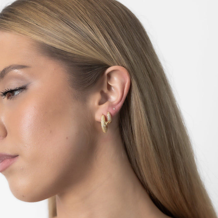 Kerttu | Gold-Plated Geometric Pavé Earrings
