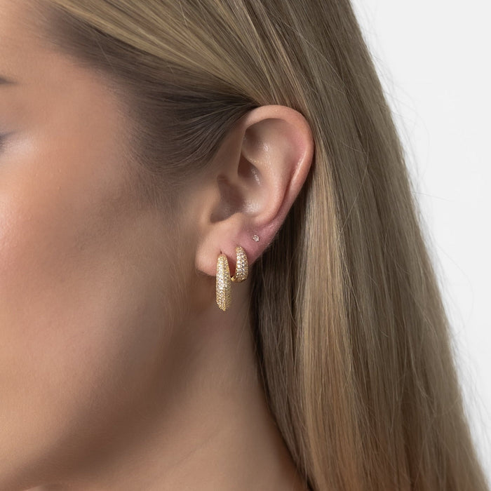 Kerttu | Gold-Plated Geometric Pavé Earrings