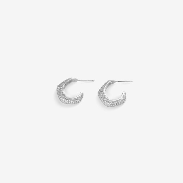 Kerttu | Silver Geometric Pavé Earrings