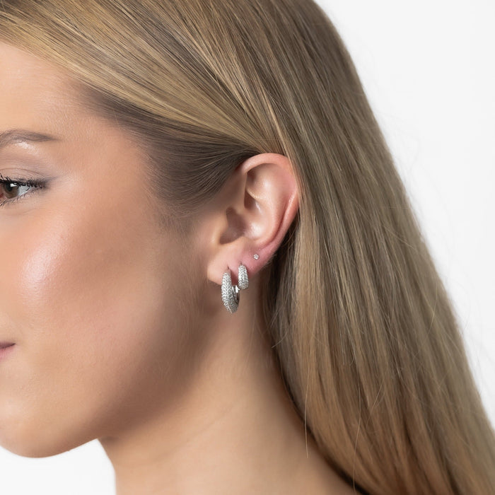 Kerttu | Silver Geometric Pavé Earrings