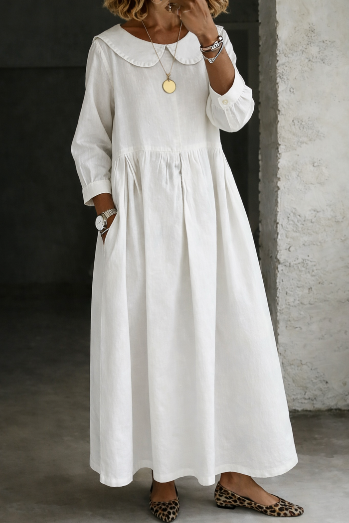 Kirsi - Denim Dress with Peter Pan Collar