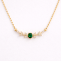 Klara | Gold-Plated Double Necklace with Emerald Pendant