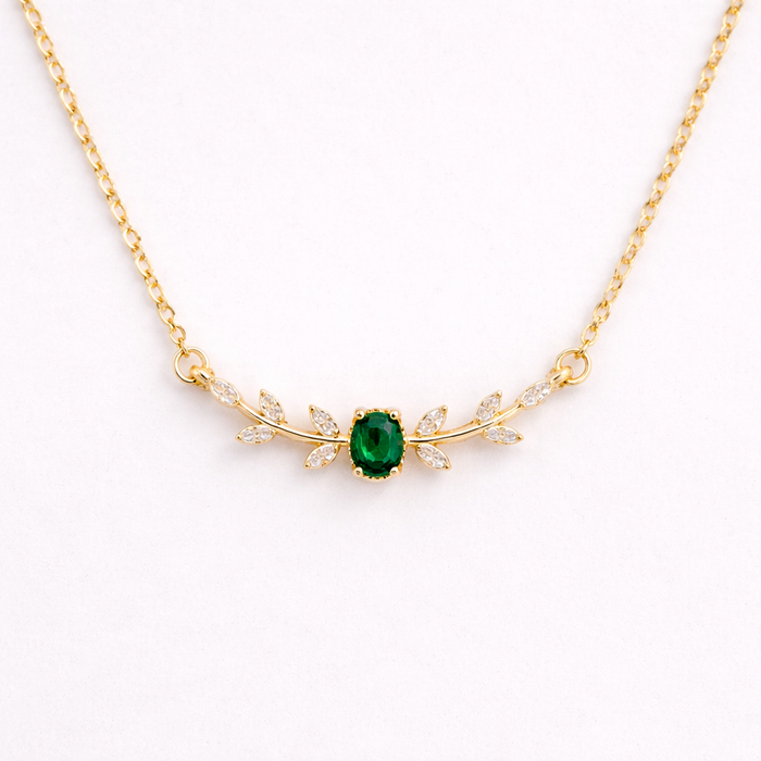 Klara | Gold-Plated Double Necklace with Emerald Pendant