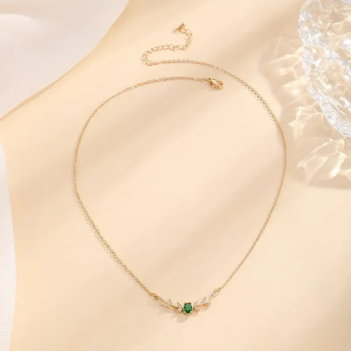 Klara | Gold-Plated Double Necklace with Emerald Pendant