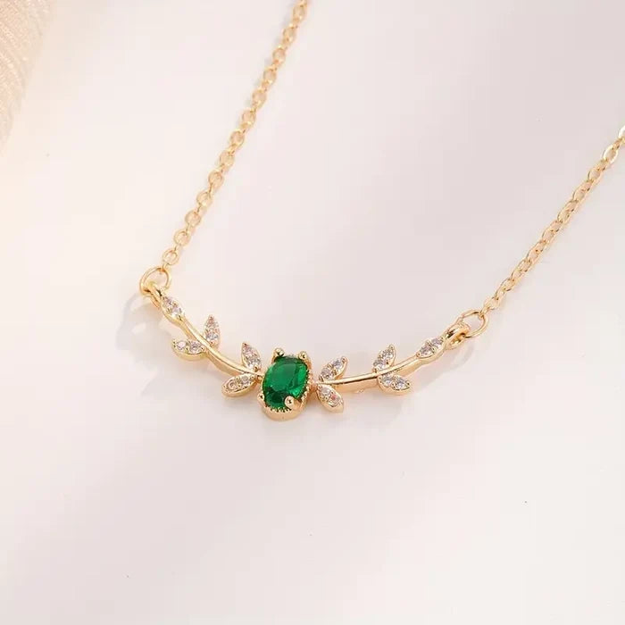 Klara | Gold-Plated Double Necklace with Emerald Pendant
