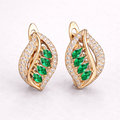 Klára | Gold-Plated Earrings with Emerald Leaf