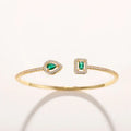 Klára | Gold-Plated Open Bracelet with Emerald Ends