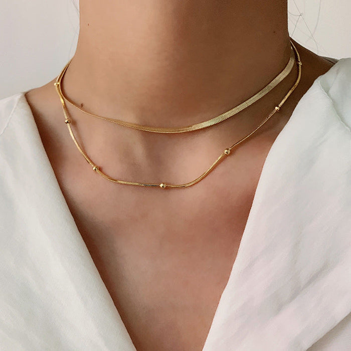 Klára | Gold-Plated Two Layers Simple Necklace with Modern Shine