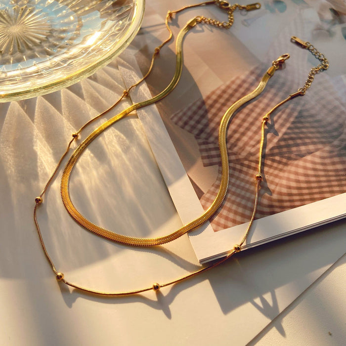 Klára | Gold-Plated Two Layers Simple Necklace with Modern Shine