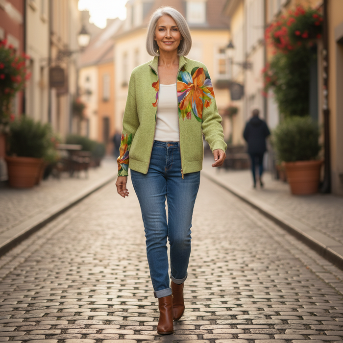 Lahja - Lily Print Zip Cardigan