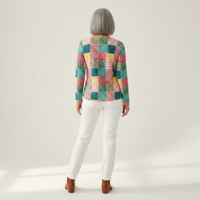 Laila - Patchwork Check Waffle Henley