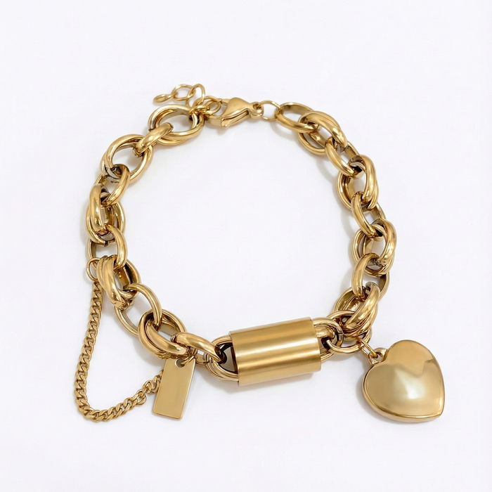 Lara | Gold-Plated Thick Heart Bracelet