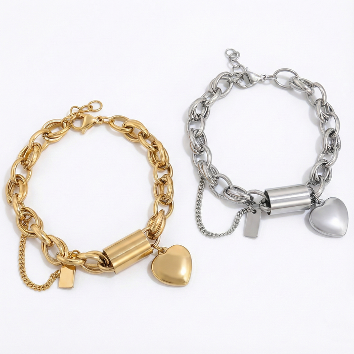 Lara | Gold-Plated Thick Heart Bracelet