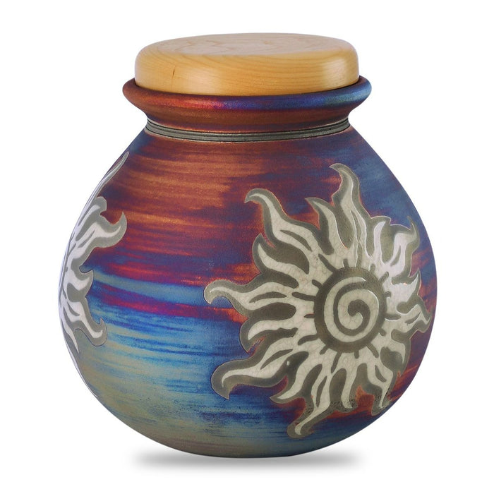 Large/Adult 200 Cubic Inches Western Sun Raku Funeral Cremation Urn for Ashes