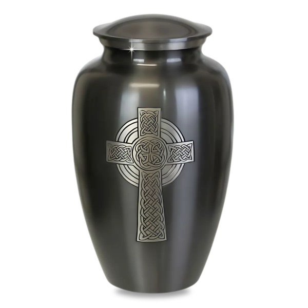 Large/Adult 228 Cubic Inches Celtic Cross Brass Funeral Cremation Urn for Ashes