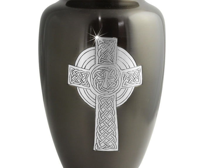 Large/Adult 228 Cubic Inches Celtic Cross Brass Funeral Cremation Urn for Ashes