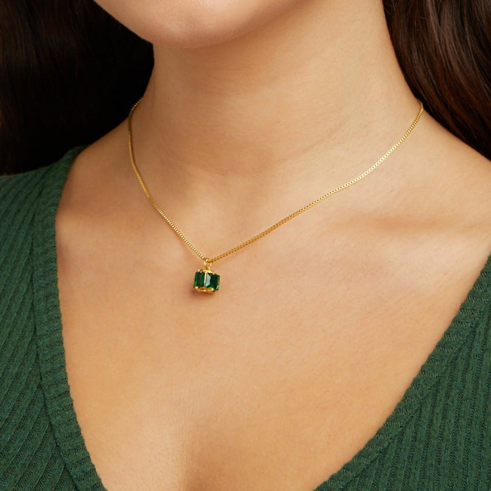 Laura | Gold-Plated Kateřina Necklace with Green Stone