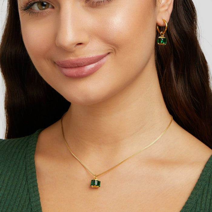 Laura | Gold-Plated Kateřina Necklace with Green Stone