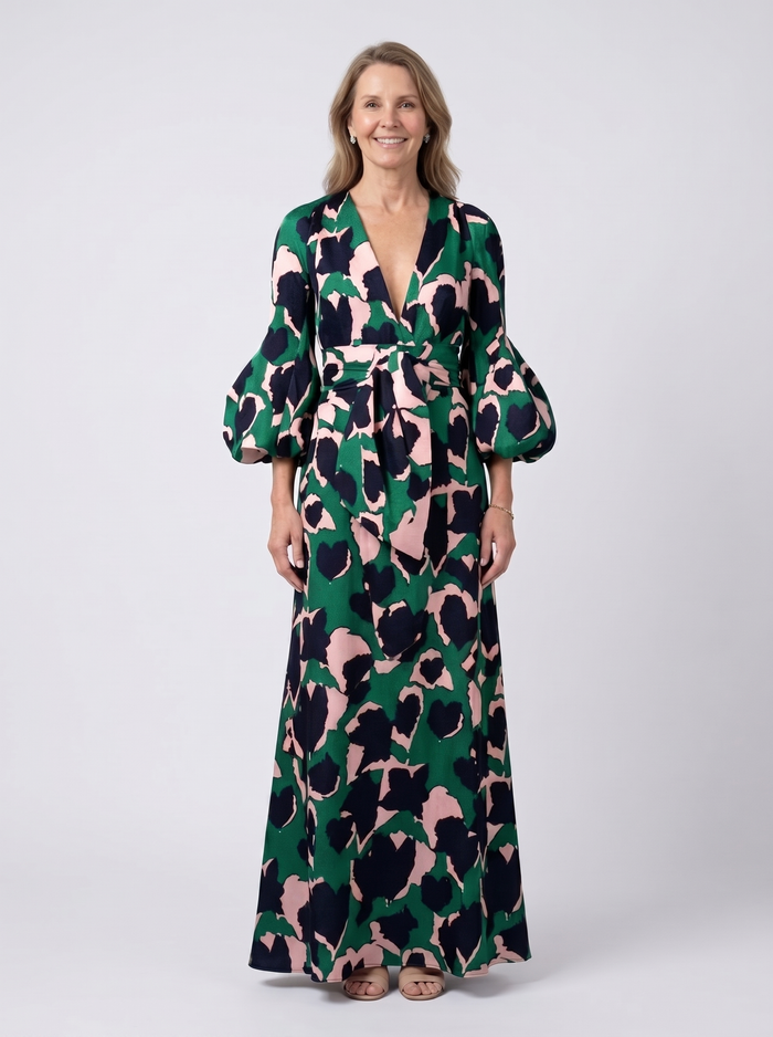 Lea | Long-Sleeve and Waist Tied Maxi Dress