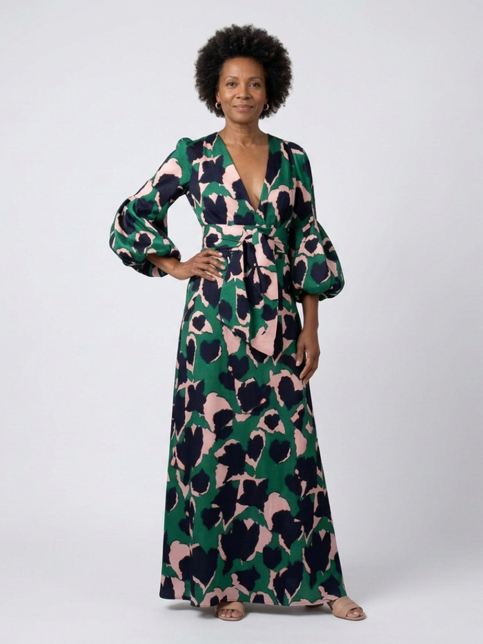 Lea | Long-Sleeve and Waist Tied Maxi Dress
