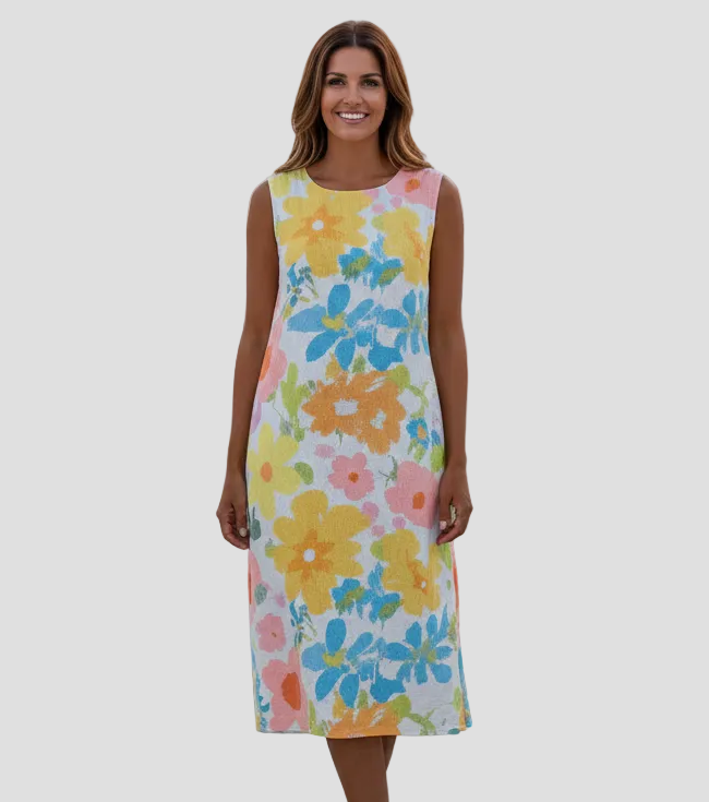 Lena | Floral Pastel Midi Dress