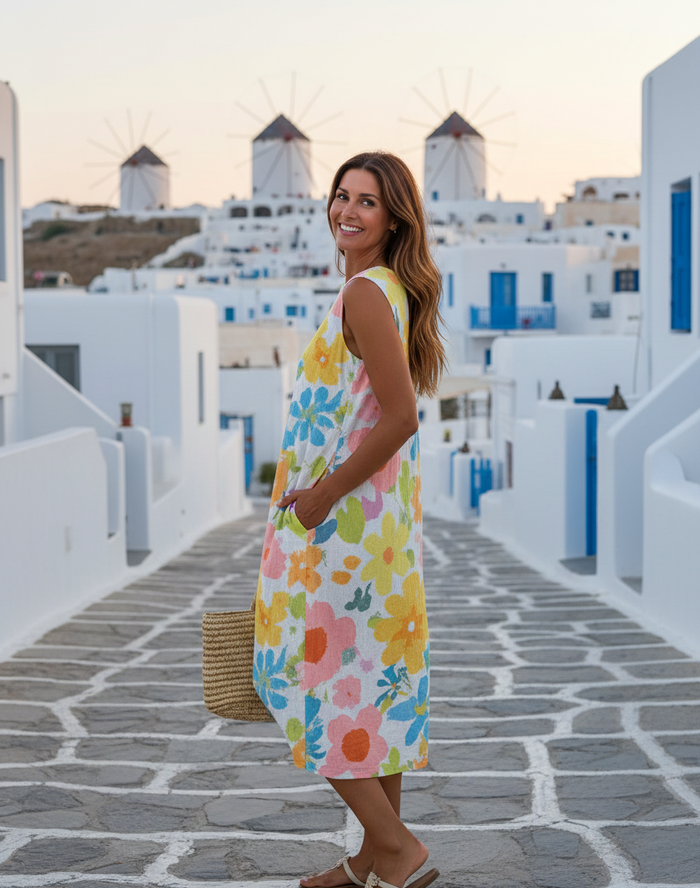Lena | Floral Pastel Midi Dress