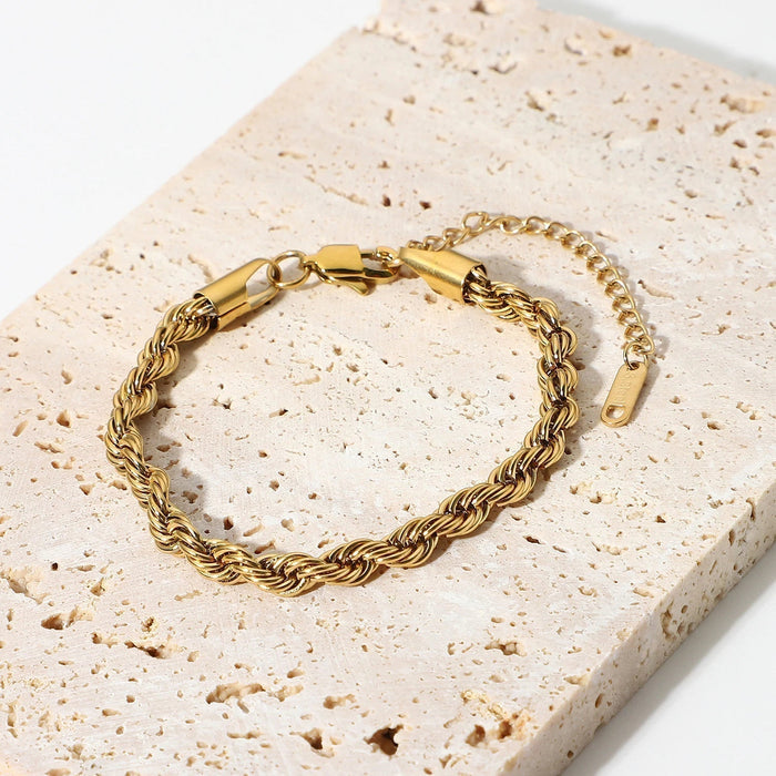 Lena | Gold-Plated Bracelet with Cord Delicate Structure
