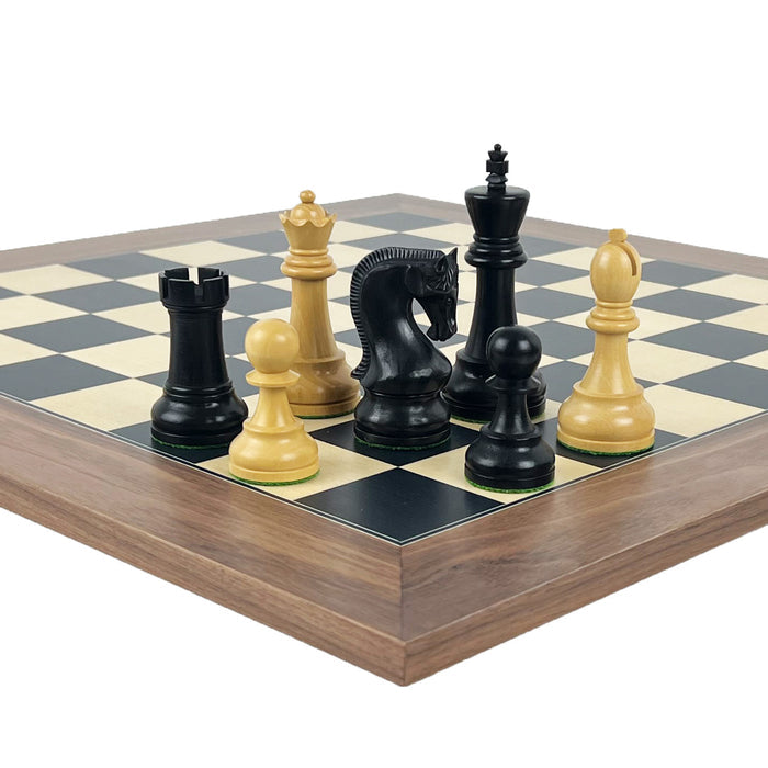 LENINGRAD | Black Stained Poplar & Sycamore Board with Walnut Border | 50mm Squares
