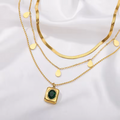 Leona | Gold-Plated Emeralds Necklace with Round Accents