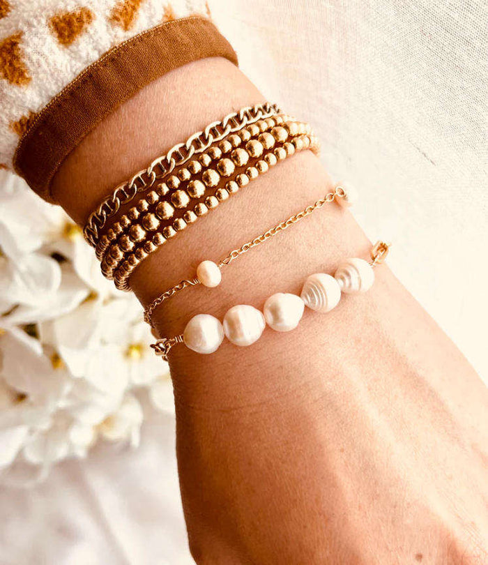 Leonie | Gold-Tone Playful Bracelet with Pearls Details