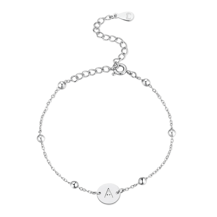 Leonor | Silver Initial Circle Bracelet