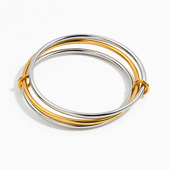 Leonor | Triple Hoop Gold Silver Bracelet