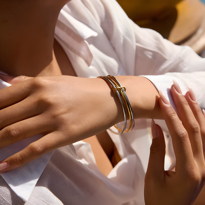 Leonor | Triple Hoop Gold Silver Bracelet