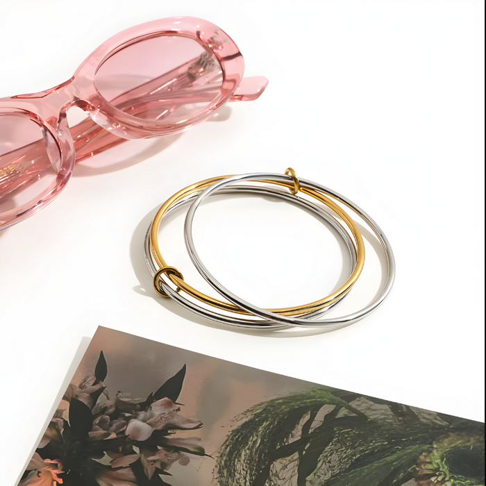 Leonor | Triple Hoop Gold Silver Bracelet